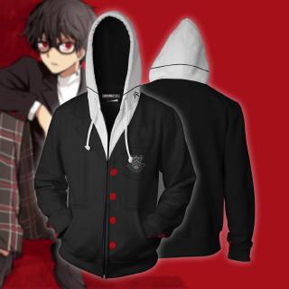 เสื้อแจ็กเก็ตกันหนาว มีฮู้ด พิมพ์ลายการ์ตูนอนิเมะ Persona 5 ซิป