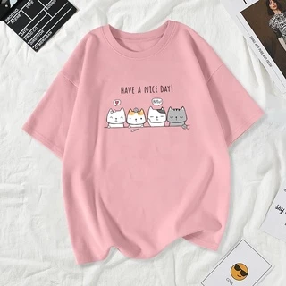 เสื้อยืดผู้หญิงแฟชั่นสาวลายการ์ตูนน่ารักโอเวอร์ไซส์เสื้อผ้าแฟชั่นส่วนยาวหลวมของเวอร์ชั่นเกาหลีสวมใส่สบายมากA58