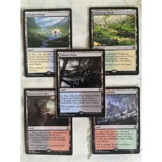 การ์ด MTG Polluted Delta Wooded Foothill Magic the gathering EDH fetch land rare รุ่น KTK สภาพ Nm