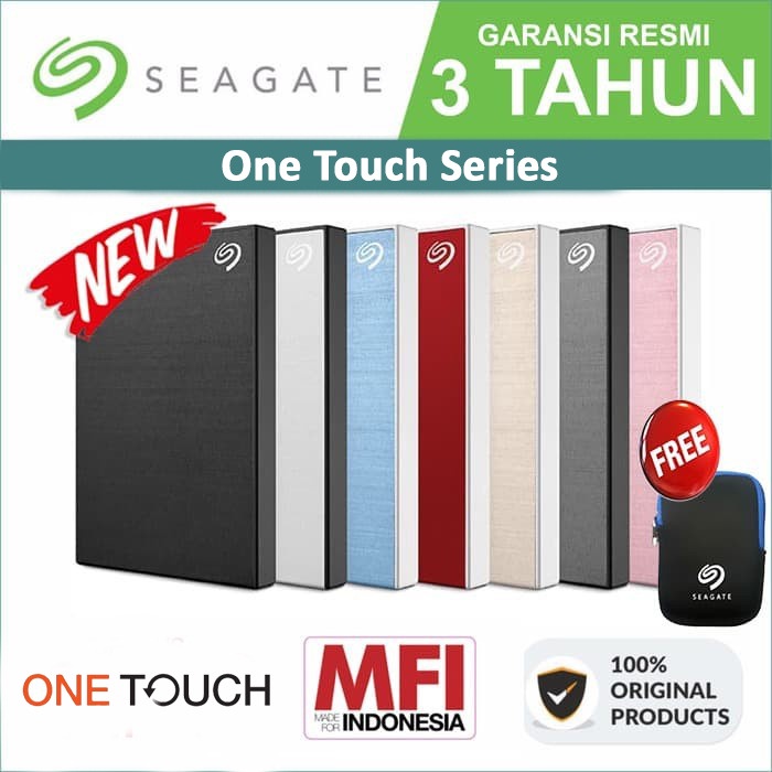 SEAGATE ONE TOUCH HARDDISK EXTERNAL 2TB USB 3.2 MFI RESMI FREE POUCH