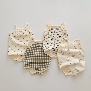 ชุดจั๊มสูทรอมเปอร์ แขนกุด ผ้าฝ้ายแท้ สําหรับเด็กทารกแรกเกิดผ…