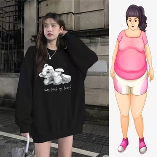 【Plus Size】เสื้อแจ็กเก็ตกันหนาว แขนยาว พิมพ์ลาย สไตล์เกาหลี โอเวอร์ไซซ์ สําหรับผู้หญิง (40-150 กก.)