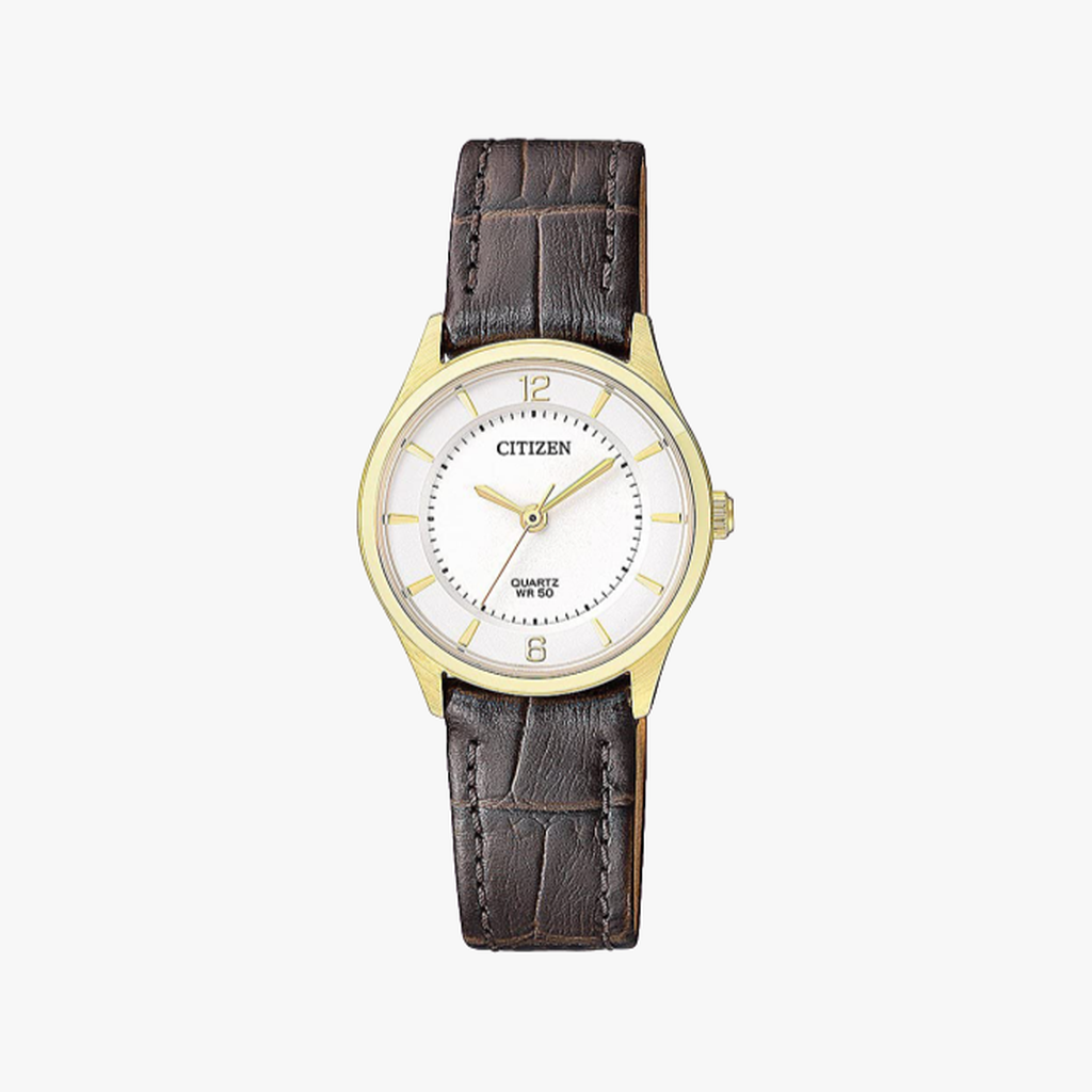 [ประกันร้าน] CITIZEN นาฬิกาข้อมือผู้หญิง รุ่น ER0203-00B Leather Lady Watch Quartz