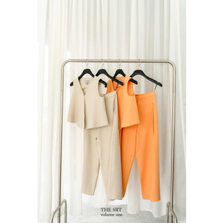 SIRINTRA The SRT X1 TPN08 Orange Pants กางเกงเอวสูงทรงหลวม จับจีบปล่อยถึงชาย