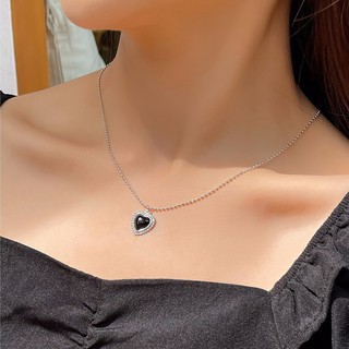 Black  Heart Charm Necklace สร้อยคอจี้หัวใจ