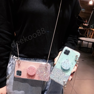 เคสโทรศัพท์ OPPO A93 Phone Case Holder Metal Messenger Chain Strap TPU Soft Bling Clear Star Space Back Cover Casing OPPOA93 เคส