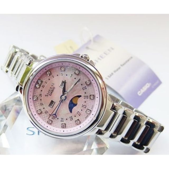 นาฬิกาข้อมือ CASIO SHEEN MULTI HAND รุ่น SHE-3044D-4A นาฬิกาข้อมือสำหรับผู้หญิงสายสแตนเลส