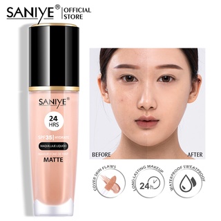 Saniye รองพื้นเนื้อลิขวิด เนื้อแมตต์ ติดทนนาน 4 สี SPF 35 24 ชั่วโมง กันน้ํา 30 มล. R6012