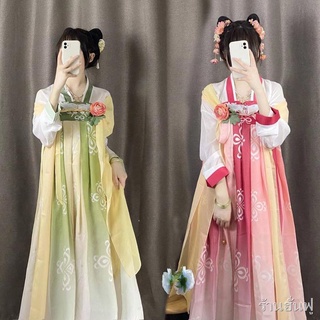 กระโปรงวันพีซแขนยาว Hanfu นักเรียนหญิงเสื้อเชิ้ตแขนใหญ่