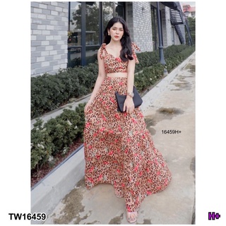 TW16459ชุดเซตเสื้อสายเดี่ยว+กระโปรงยาว