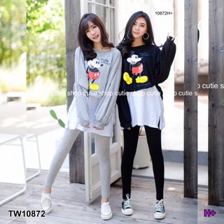 Set เสื้อแขนยาวชายยาวสกรีน Mickey Muose + เลกกิ้ง