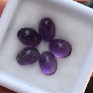 5pcs 4.26 ct  พลอยอเมทิสต์ หลังเบี้ย สีม่วงสวย Oval Cab Natural Unheated Purple Amethyst Best For Setting