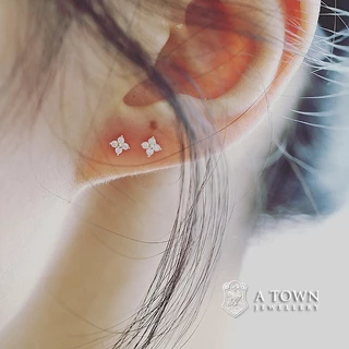 S925 Sterling Silver 14K Zircon Stud Earrings Simple Fashion Earrings Student Girls Jewelry Gift