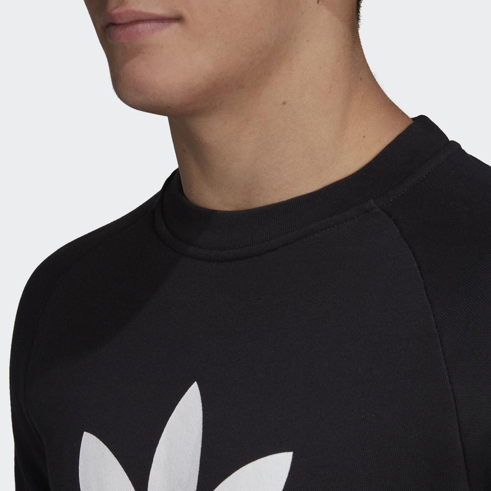 adidas ORIGINALS Trefoil Crew Sweatshirt สีดำ CW1235 | Shopee Thailand
