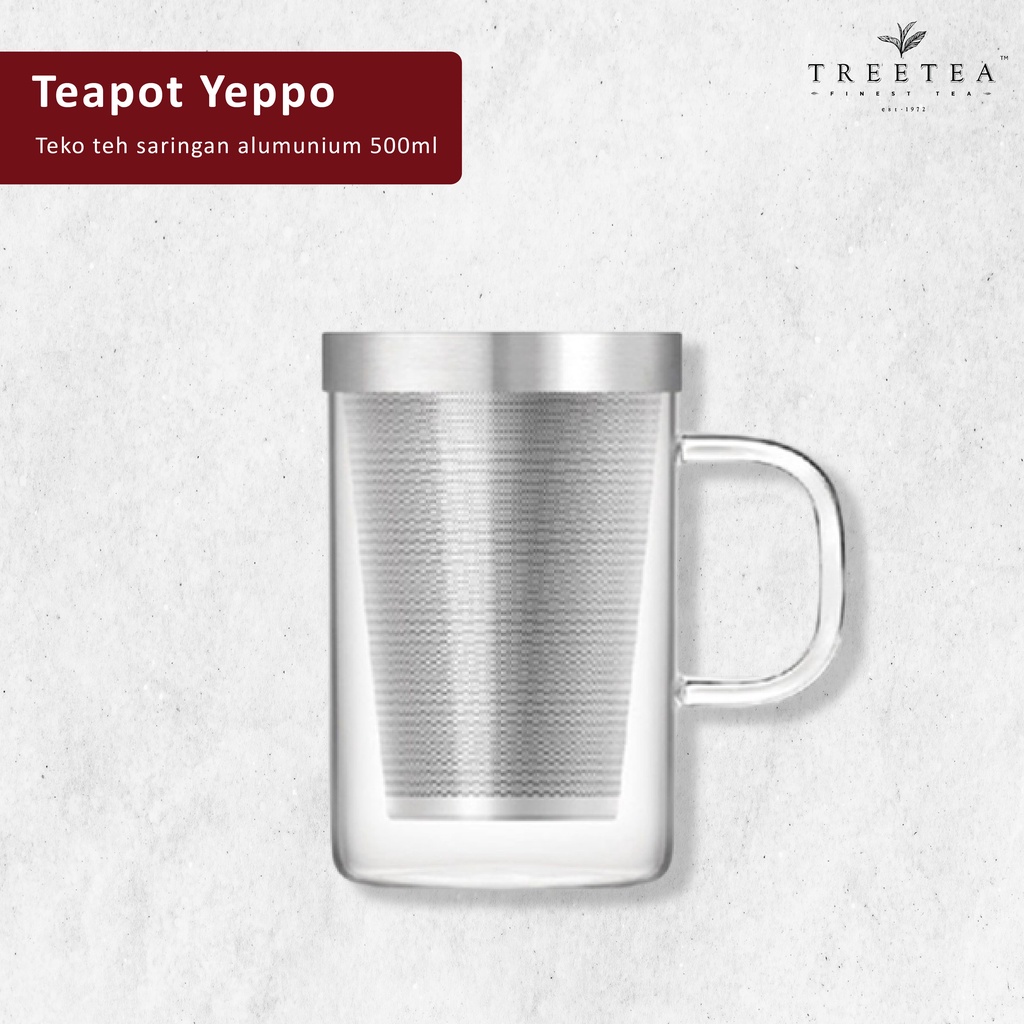 Yeppo - กาน้ําชาชาแก้วพร้อมตะแกรงกรองอลูมิเนียม 500ml