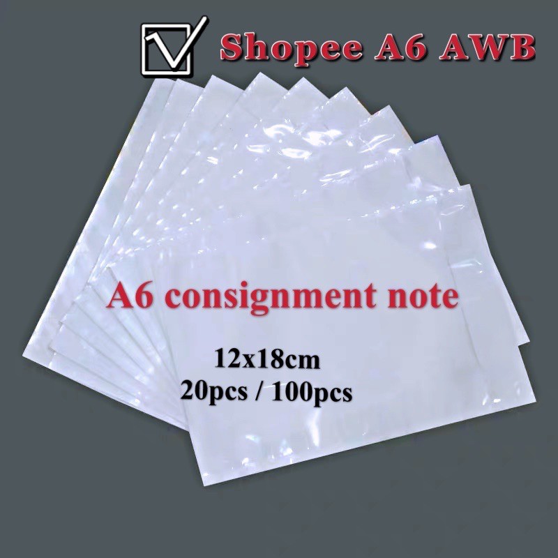 JCONLINE Consignment Note Pocket A6 - 20 ชิ้น / 100 ชิ้น