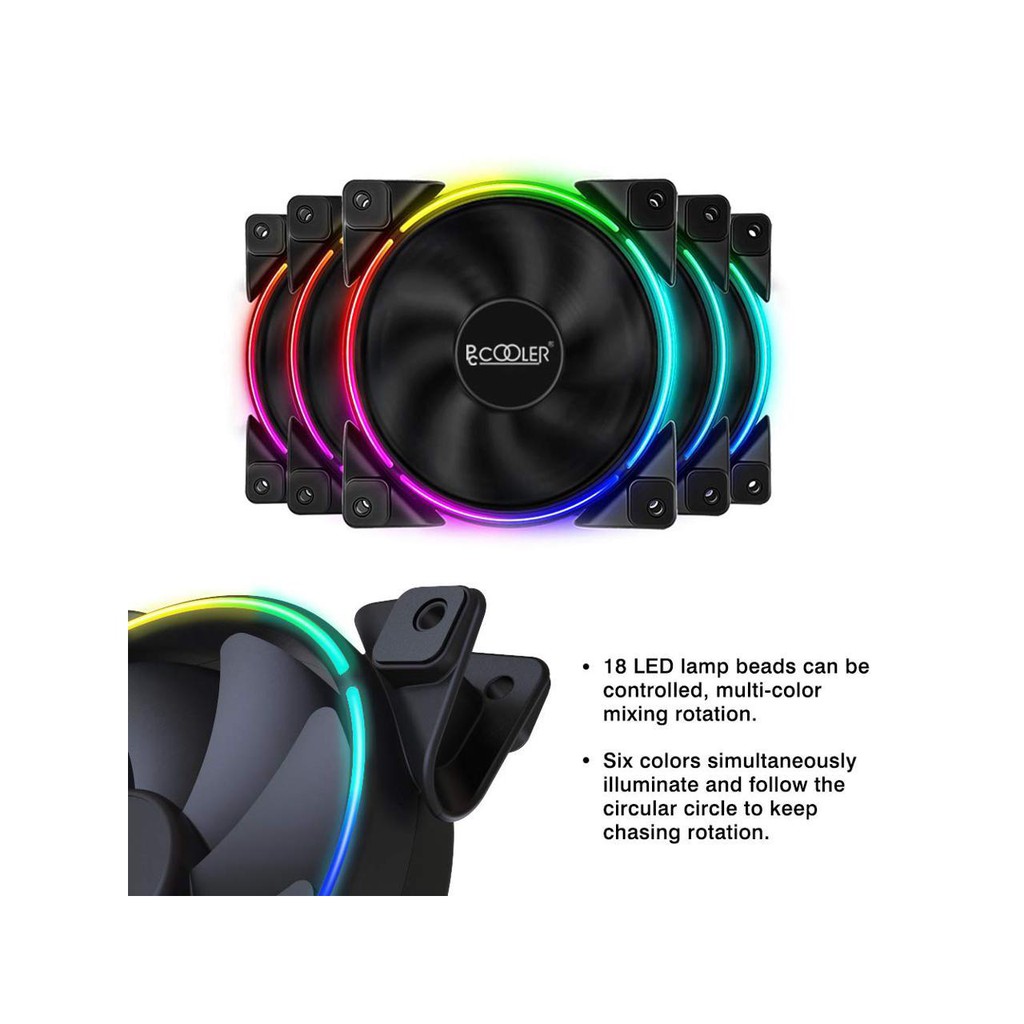 PcCooler CORONA FRGB 120mm PWM Fan Case 3in1 Kit ARGB with controller - Double-sided #Pc Cooler