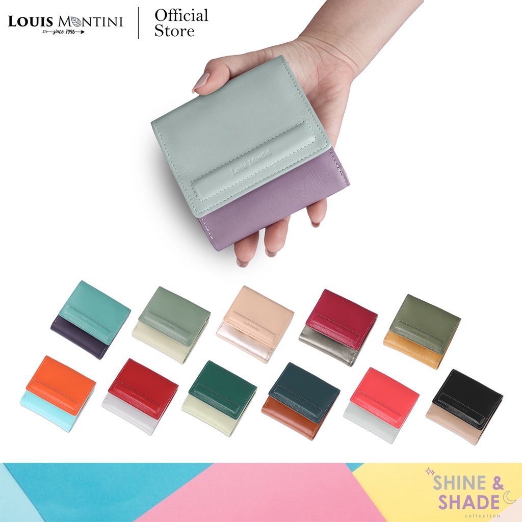 Louis Montini (Shine &amp; Shade) Women short-wallet Genuine leather wallet กระเป๋าสตางค์ผู้หญิง ใบสั้น หนังแท้ WL52