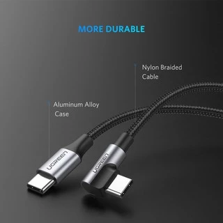Ugreen สายชาร์จ USB Type C PD 60W 90 องศา QC 4.0 สําหรับแล็ปท็อป แท็บเล็ต โทรศัพท์ Samsung Galaxy S9 S8 iPad Pro Huawei Matebook Dell Xiaomi