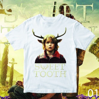 ROUNDคอลูกเรือNeckเสื้อยืด เสื้อยืด sweet tooth netflix-4XL