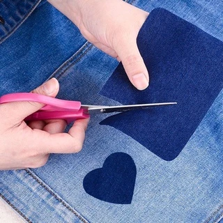 IOKDEALS1 4/12PCS ผ้า Patch ซ่อมกางเกง Applique กางเกงยีนส์ DIY