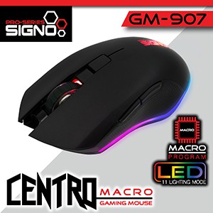 เมาส์ เกมมิ่ง Signo รุ่น GM-907 DPI 4800 ปุ่มกด 6 ปุ่ม ตั้งค่าปุ่ม พร้อม Marco เล่นไฟ ได้กับ โปรแกรม