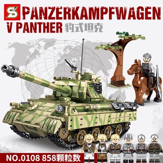 ProudNada Toys ของเล่นเด็ก ตัวต่อ รถถัง รถทหาร(กล่องใหญ่สุดคุ้ม) S PANZERKAMPFWAGEN V PANTHER 858 PCS NO.0108