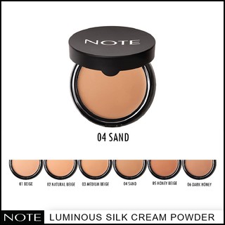 NOTE COSMETICS LUMINOUS SILK CREAM POWDER 04 SAND  ปาดเดียวเนียนกริ๊บ 1 ตลับครบเป็นไพรม์เมอร์/คอนซีลเลอร์/รองพื้น/แป้ง