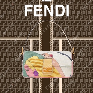 FENDI/ Baguette 1997 กระเป๋าถือ กระเป๋าผ้าซาตินปักลูกปัดหลากสี