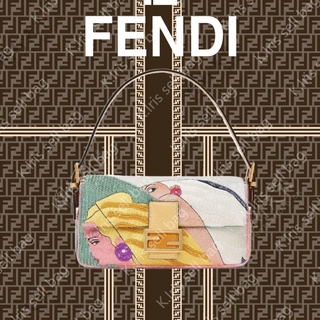 FENDI/ Baguette 1997 กระเป๋าถือ กระเป๋าผ้าซาตินปักลูกปัดหลากสี