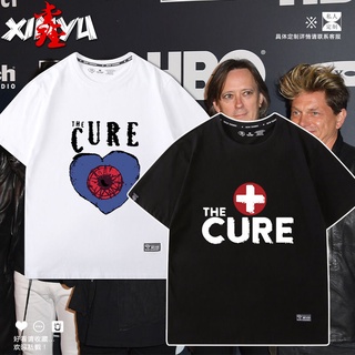 เสื้อยืดผู้ชาย เสื้อยืดชาย ins แนวโน้ม vibrato เพลงกอธิคเจ้าพ่อ The Cure healing rock band รอบเสื้อยืดแขนสั้น S-5XL