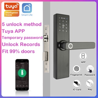 สมาร์ทล็อค, ล็อครหัสผ่านดิจิตอล,ปลดล็อคTuyaAPP/ ลายนิ้วมือ / รหัสผ่าน / บัตร IC, ปลอดภัยและสะดวกชีวิตครอบครัวล็อคอิเล็กทรอนิกส์ X1