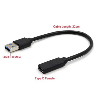 USB 3.0 Male to USB 3.1 Type C Female Connector Data cable USB-C Black