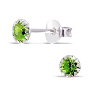 SILVERTHAI925 Silver Many Claw  Crystal (Es  peridot)  เครื่องประดับเงินแท้ต่างหูคริสตัลฟันปลาแบบ