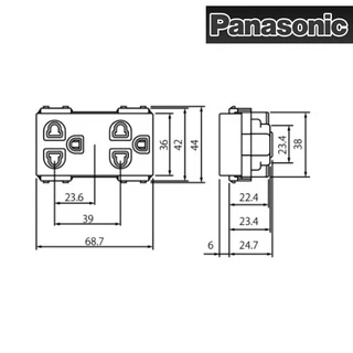 PANASONIC รุ่น อินิชีโอ ปลั๊กกราวด์คู่มีม่าน WEGN 15829 สีขาว,เทา,ดำ