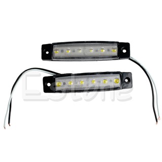 ไฟติดข้างรถ 6-LED สีขาว 12 โวลต์ สำหรับรถตู้ เรือ รถบรรทุก 2 ชิ้น