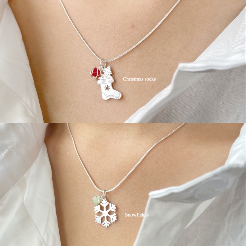⁺𓂃 myjew.k : สร้อยคอเงินแท้ หินนำโชค คอลเลคชันคริสต์มาส แจ้งแบบสร้อยในหมายเหตุ