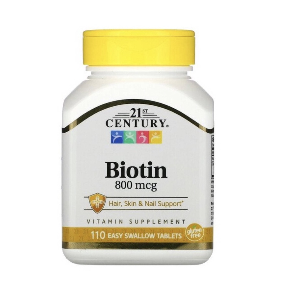 ไบโอติน 21st Century Biotin 800mcg(110เม็ด) ลดผมร่วง เล็บแข็งแรง แก้ปัญหาผมร่วง