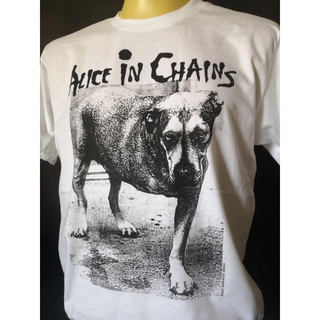 เสื้อยืดคอกลมเสื้อวงนำเข้า Alice in Chains The 3 Legged Dog Heavy Metal Alternative Grunge Hard Rock Style Vintage T-shi