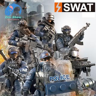 6 ชิ้น / ล็อต SWAT ตำรวจพิเศษทีมกองทัพรูปแบบทหารตัวเลขสำเร็จรูป