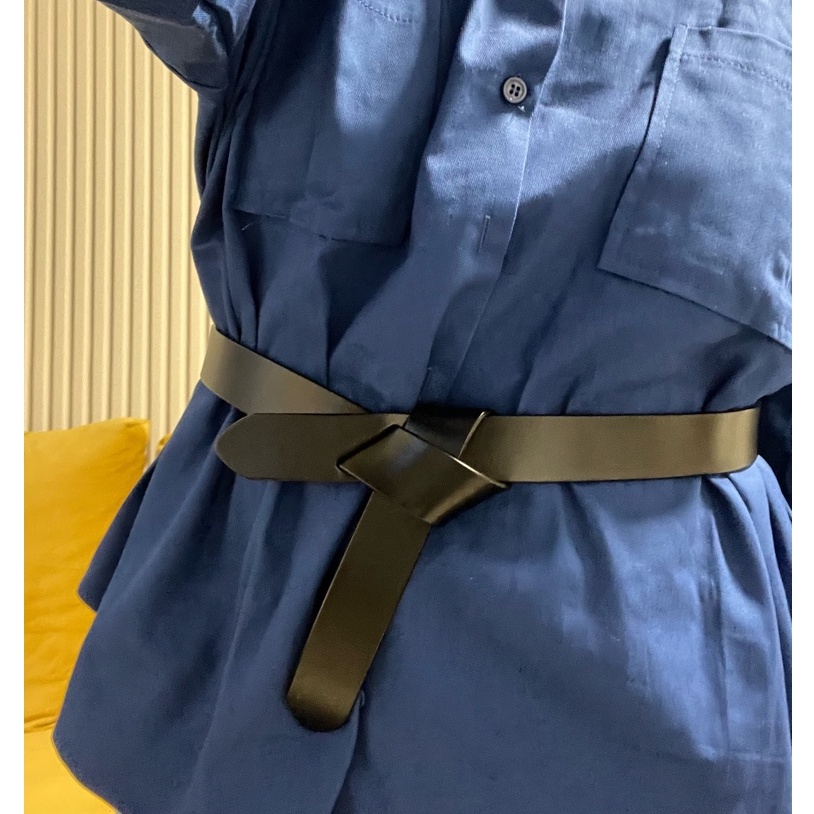 เข็มขัดหนังวัวแท้ ประดับโบว์ สีดํา หรูหรา แฟชั่นสําหรับผู้หญิง - รูปที่ 5