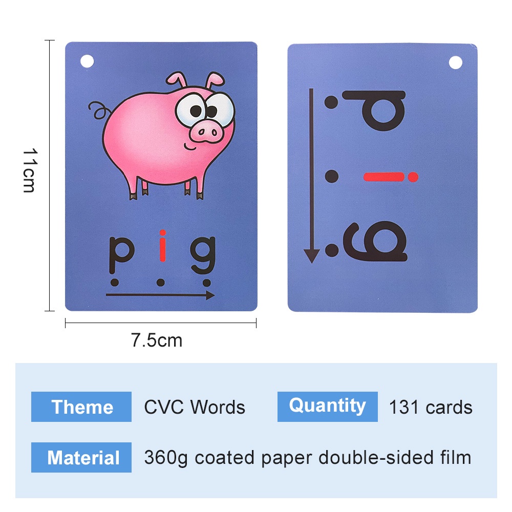 131 Cards Phonics CVC Words Flashcards Sight Word Flash รูปที่ 5
