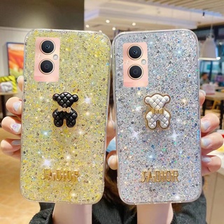 เคสโทรศัพท์ สําหรับ Realme C55 C35 C21 C11 C15 C33 C30 C30S C17 7i มือถือแบบนิ่ม กันกระแทก ลายหมีแวววาว