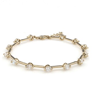 Jewellista สร้อยข้อมือรุ่น Mia เงินแท้ ประดับพลอย CZ ชุบ 14k Yellow Gold