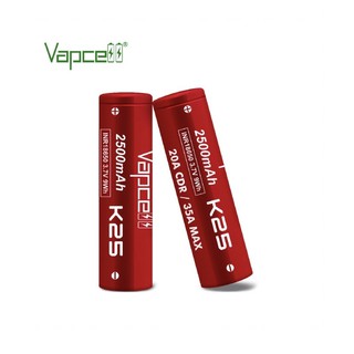 Vapcell K25 INR18650 2500mAh 3.7V RED ได้ถ่าน2ก้อน แถมกระเป๋าใส่ถ่าน