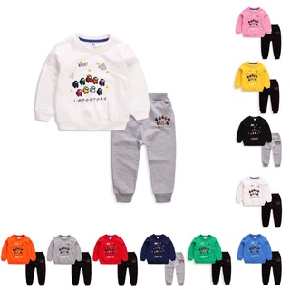 **ใหม่ ชุด** Autumn 8 Colors Kids Long Sleeve Cotton Amon*  Cartoon Sweater+ Pants Set