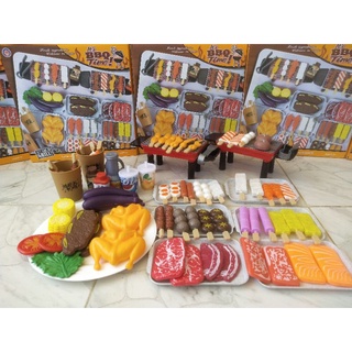 พร้อมส่ง สินค้าลอตใหม่ได้ครบตามภาพ ชุดของเล่นอาหารจำลอง ปิ้งย่างบาร์บีคิว ติ่มซำ 80-88ชิ้น ครบจริงรับประกัน