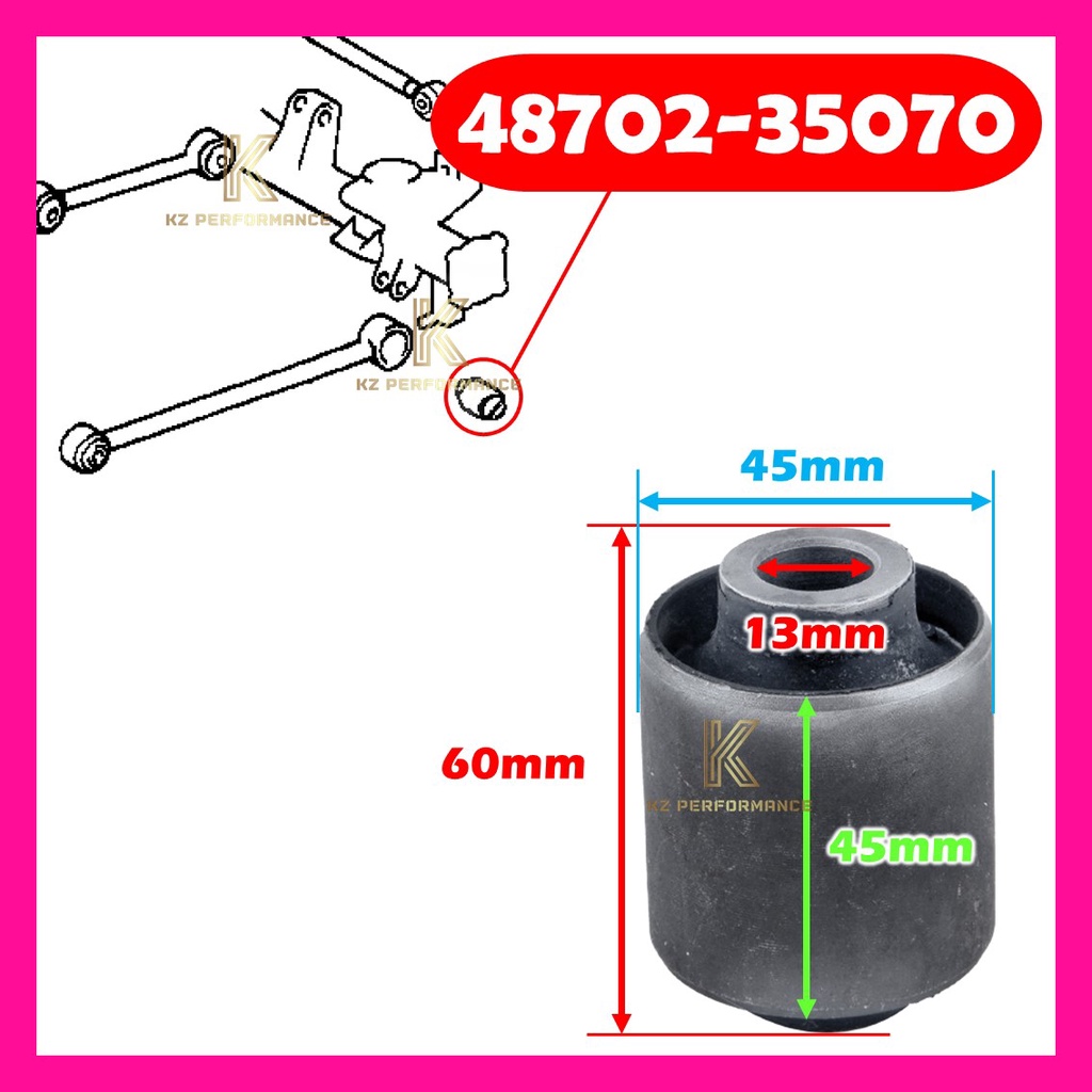 TOYOTA PRADO KZJ95 1996-2001 / PRADO LJ95 / PRADO RZJ95 1996 / REAR LOWER ARM BUSH LONG / 48702-3507