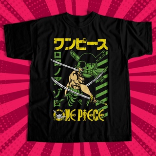 ใหม่ เสื้อยืด ผ้าฝ้าย 100% พิมพ์ลายอนิเมะ One Piece Roronoa Zoro สีดํา แฟชั่น