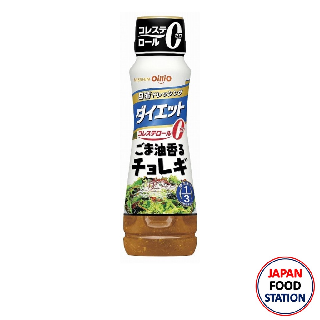 NISSHIN OILLIO DRESSING GOMA KAORU CHOREGI 185ML (18269) น้ำสลัดโชยุผสมงา JAPANESE DRESSING ใช้น้ำมัน1/3